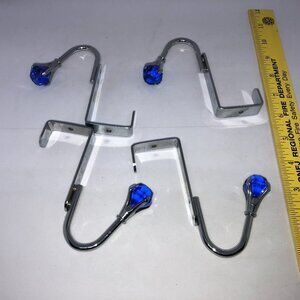 Over‎ the Door Hangers Silver-tone with Blue Jewels Set of 4